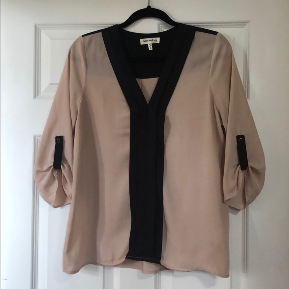 faith and joy | beige & black blouse